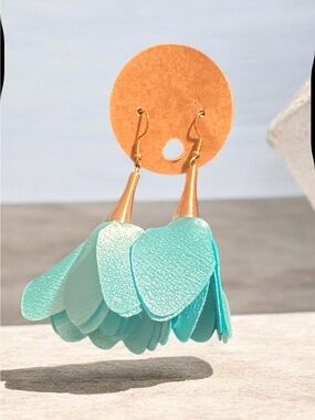 Light Teal Petal Drop Earrings - Women Jewelry
590